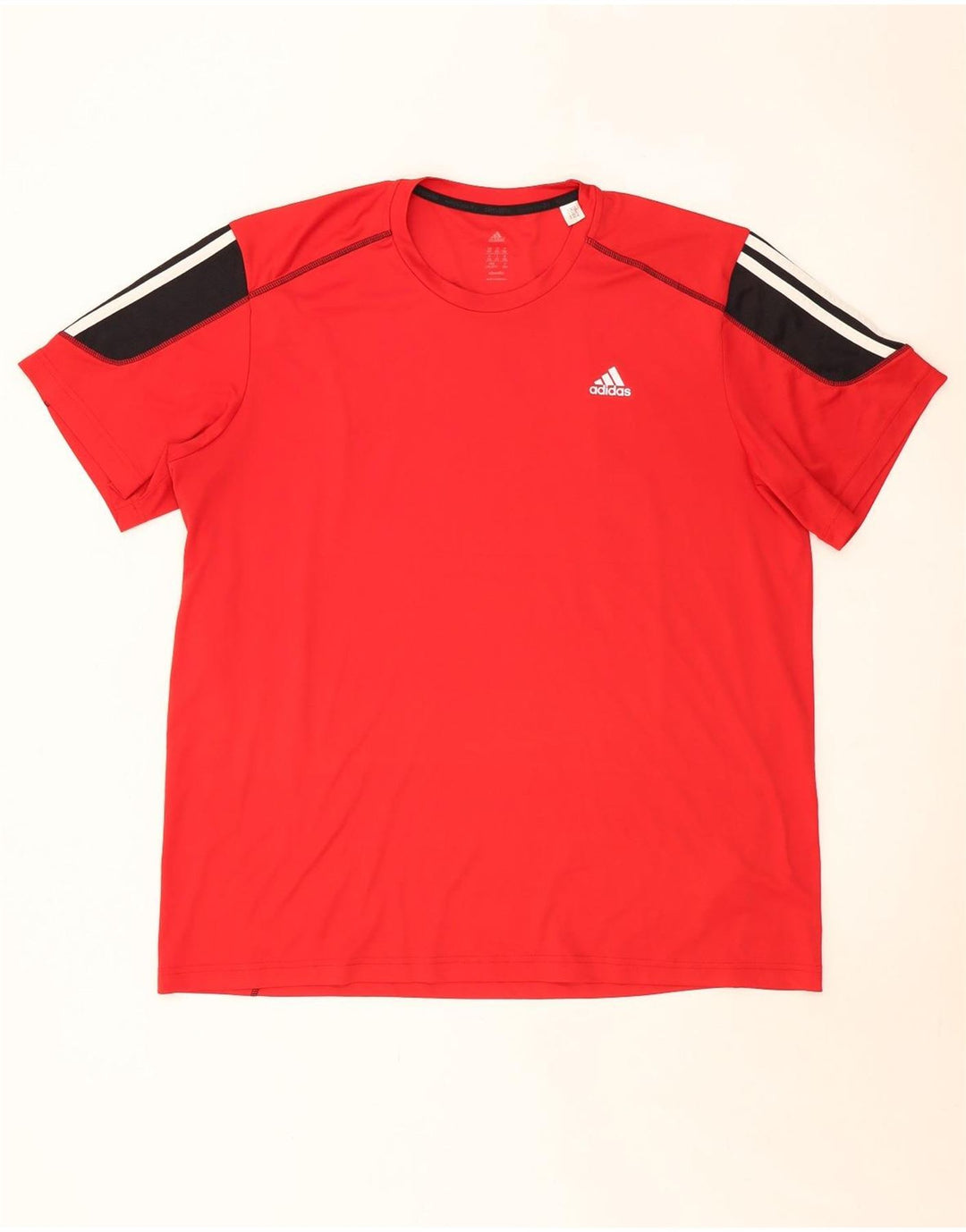 ADIDAS Mens Climalite T-Shirt Top 2XL Red Colourblock Polyester