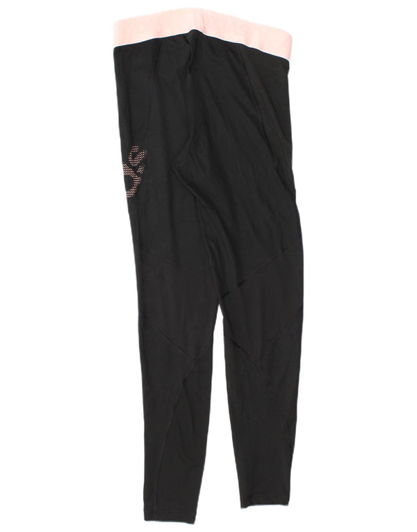 Adidas Womens Graphic Leggings UK 12/14 Medium  Black Colourblock Polyester