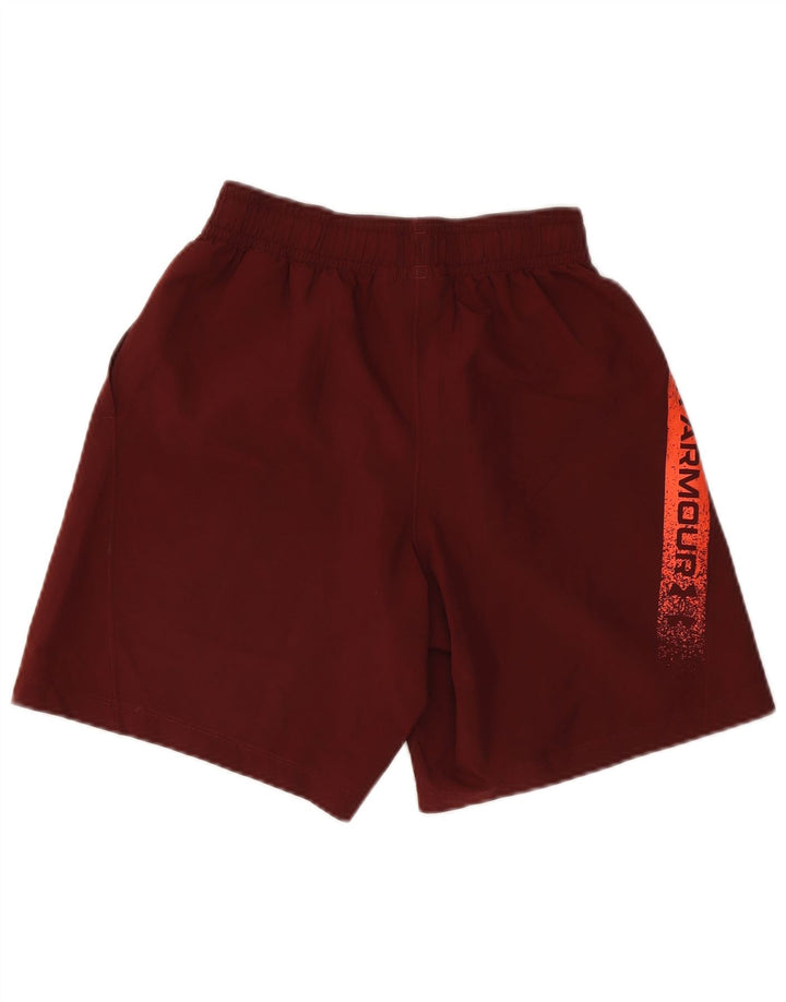Under Armour Mens Graphic Sport Shorts Small Maroon Colourblock Polyester