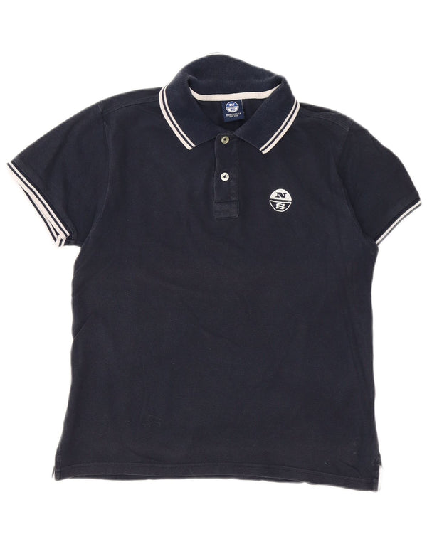 North Sails Boys Polo Shirt 13-14 Years Navy Blue Striped Cotton