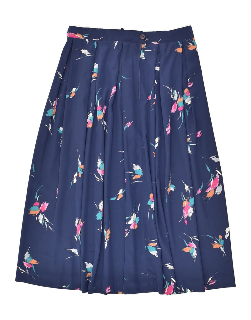 VINTAGE Womens Pleated A-Line Skirt W29 Medium Navy Blue Floral | Vintage Vintage | Thrift | Second-Hand Vintage | Used Clothing | Messina Hembry 