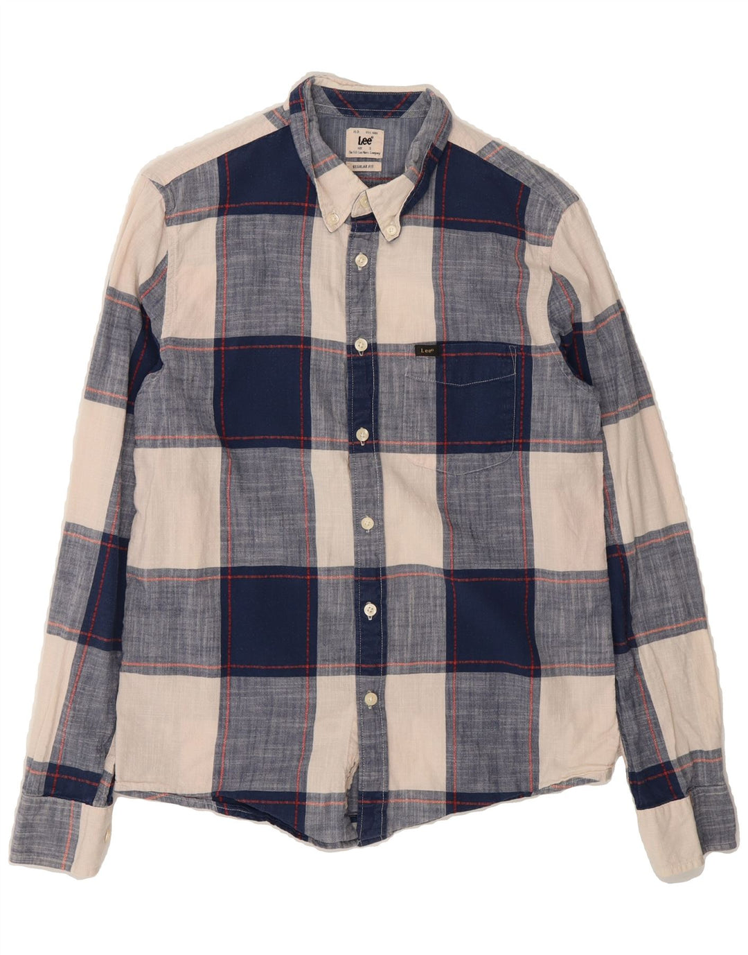 LEE Mens Regular Fit Flannel Shirt Small Navy Blue Check Cotton Vintage Lee and Second-Hand Lee from Messina Hembry 
