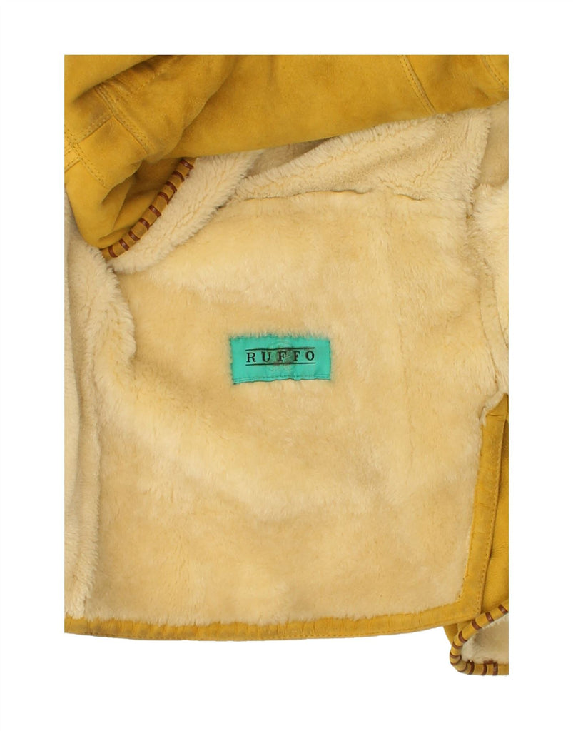 RUFF0 Womens Oversized Shearling Coat IT 42 Medium Yellow Leather | Vintage RUFF0 | Thrift | Second-Hand RUFF0 | Used Clothing | Messina Hembry 