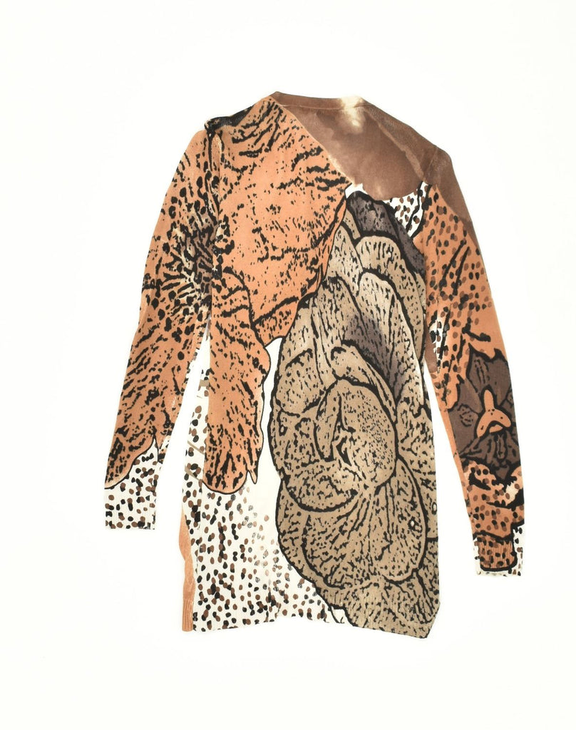 COVERI Womens Longline Cardigan Sweater UK 12 Medium Brown Animal Print | Vintage Coveri | Thrift | Second-Hand Coveri | Used Clothing | Messina Hembry 