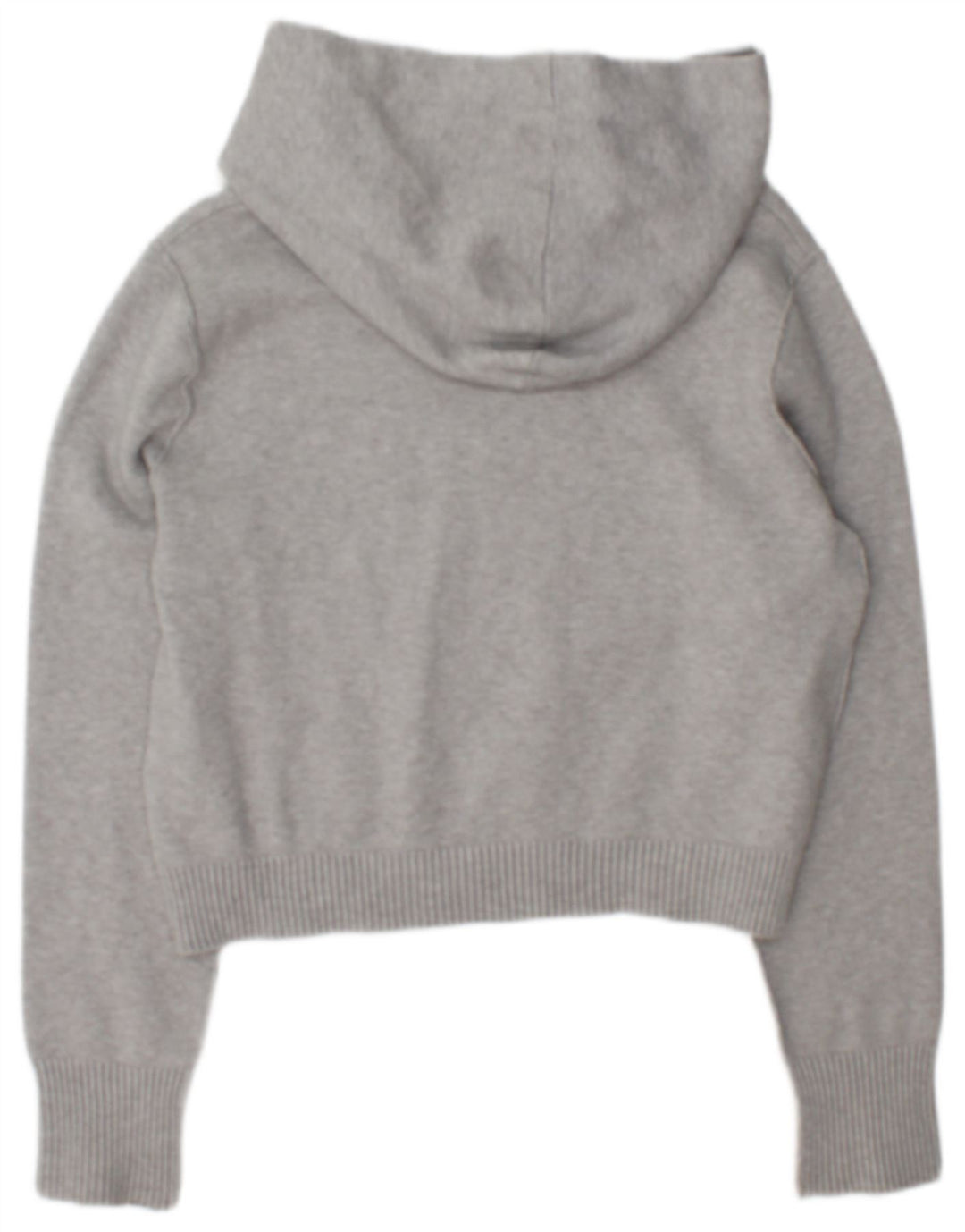 Zara Womens Crop Hooded Jumper Sweater UK 14 Medium Grey Viscose