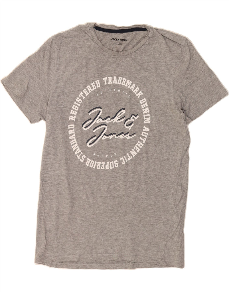 JACK & JONES Mens Graphic T-Shirt Top Large Grey Vintage Jack & Jones and Second-Hand Jack & Jones from Messina Hembry 