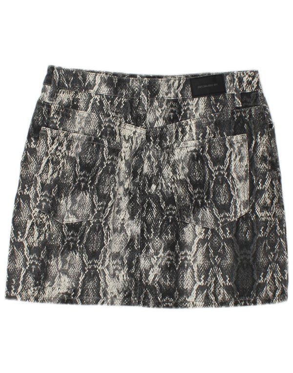 ZARA Womens Mini Skirt Medium W30  Grey Animal Print Cotton