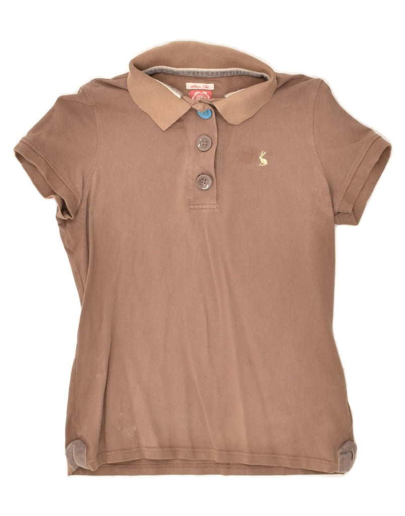 JOULES Womens Polo Shirt UK 12 Medium  Brown Cotton | Vintage Joules | Thrift | Second-Hand Joules | Used Clothing | Messina Hembry 