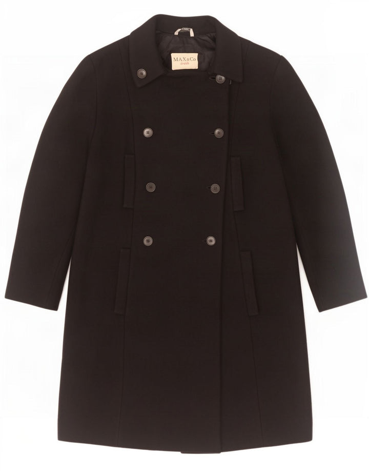 Max & Co. Womens Double Breasted Coat UK 14 Large Black