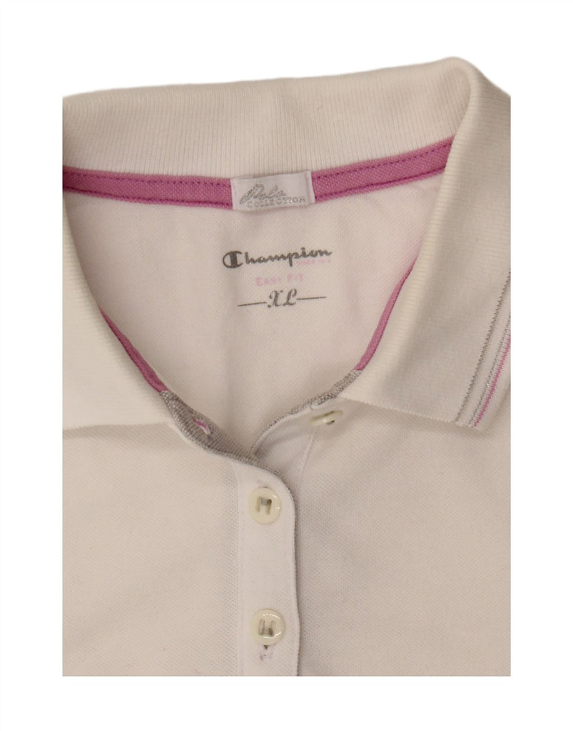 CHAMPION Womens Easy Fit Polo Shirt UK 18 XL White Vintage Champion and Second-Hand Champion from Messina Hembry 