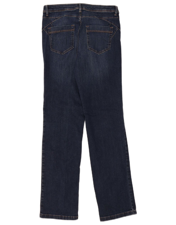 Marks & Spencer Womens Straight Jeans UK 10 Small W28 L28 Navy Blue Cotton