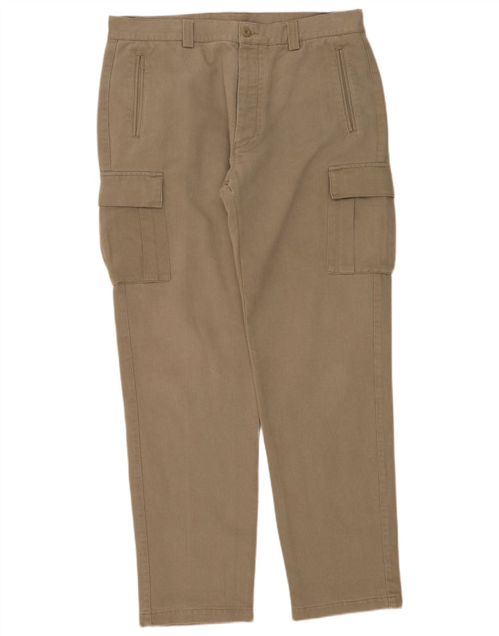 Rifle Mens Straight Cargo Trousers W38 L34 Beige Cotton
