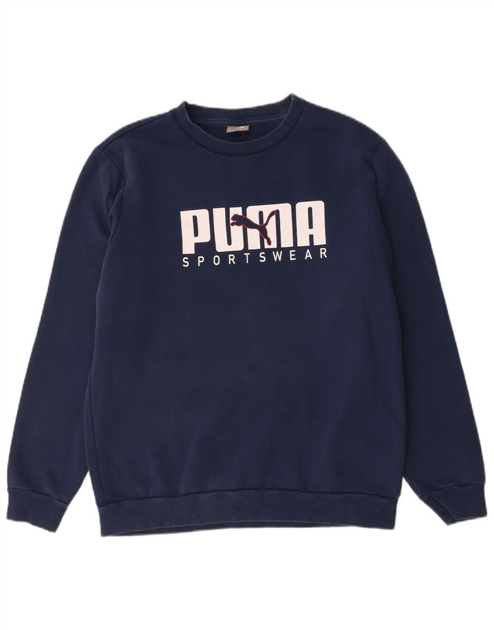 Puma Mens Graphic Sweatshirt Jumper Medium Navy Blue Cotton