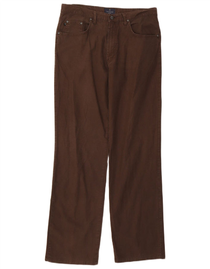 TRUSSARDI Mens Straight Casual Trousers W36 L32 Brown Cotton