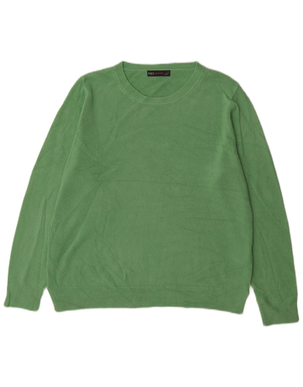 Marks & Spencer Womens Boat Neck Jumper Sweater UK 18 XL Green Acrylic