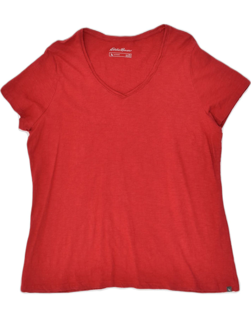 EDDIE BAUER Womens T-Shirt Top UK 20 2XL Red Cotton | Vintage Eddie Bauer | Thrift | Second-Hand Eddie Bauer | Used Clothing | Messina Hembry 