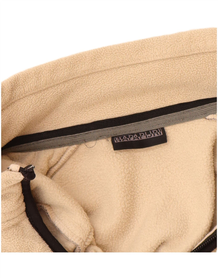 NAPAPIJRI Womens Fleece Jacket UK 14 Large Beige Colourblock Polyester