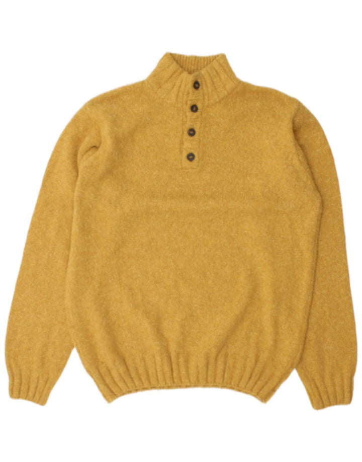 Marlboro Classics Mens Button Neck Jumper Sweater Large Yellow Wool