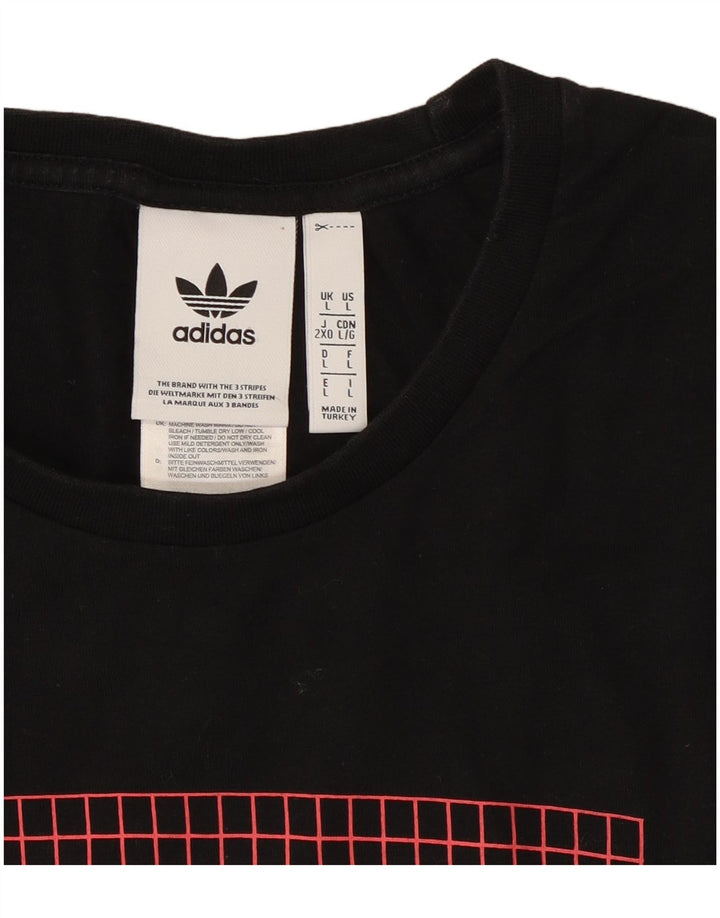 Adidas Mens Graphic T-Shirt Top Large Black Cotton