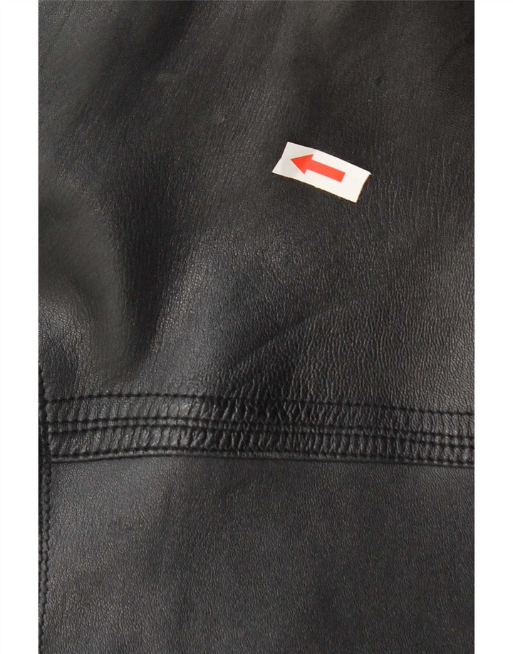 Angelo Litrico Mens Bomber Leather Jacket IT 50 Large Black Leather