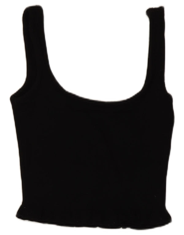 Zara Womens Crop Top UK 8 Small Black Viscose