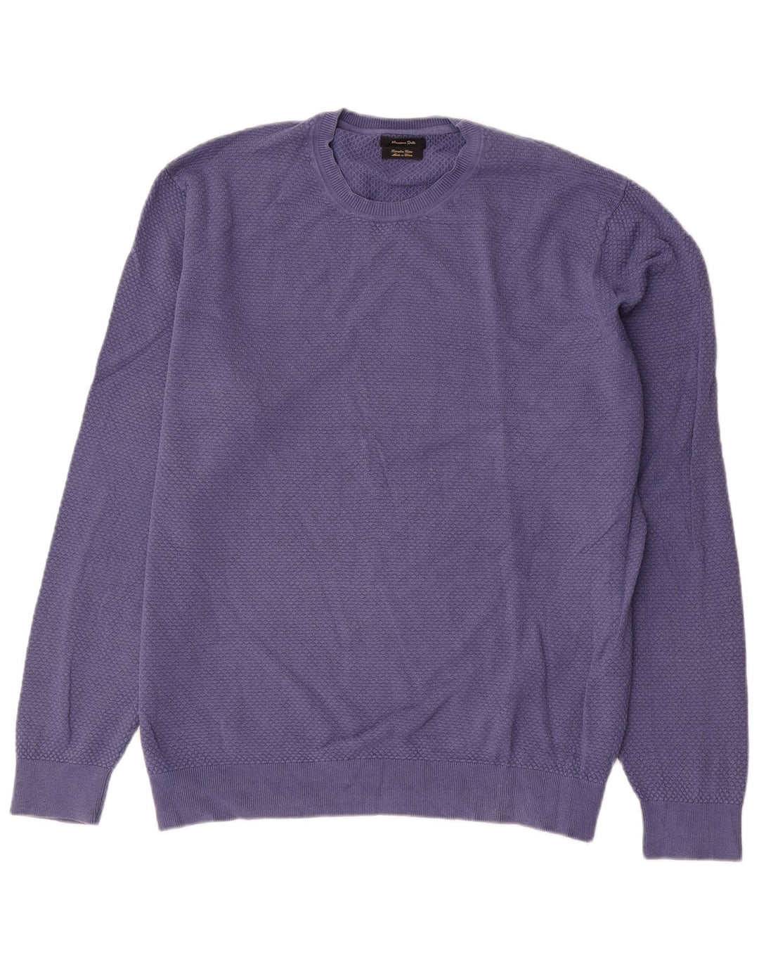Massimo Dutti Mens Crew Neck Jumper Sweater XL Blue Cotton