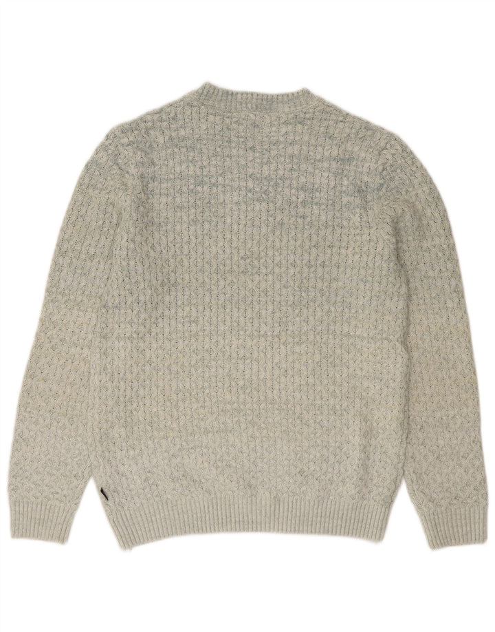 Jack & Jones Mens Crew Neck Jumper Sweater Large Grey Acrylic