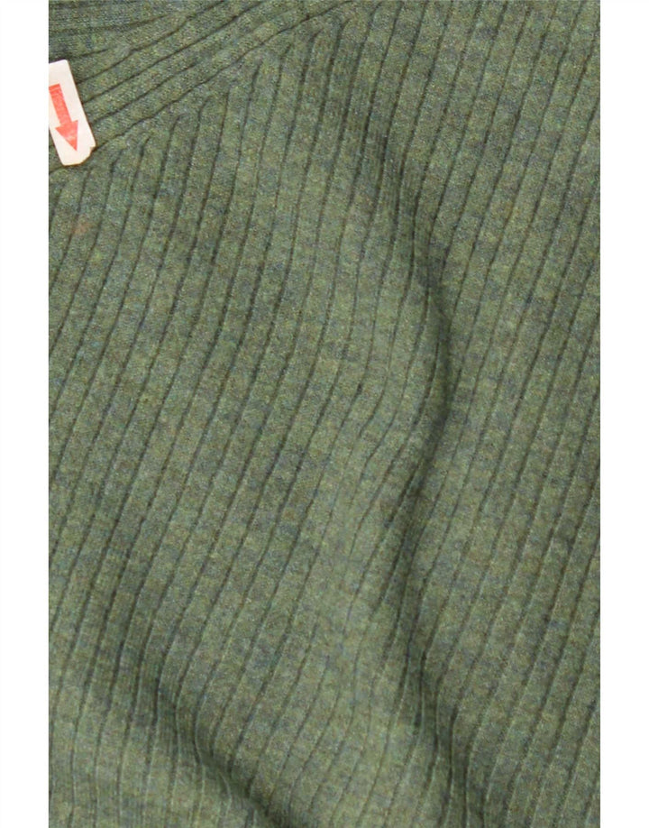 Marks & Spencer Womens Zip Neck Jumper Sweater UK 14 Medium Green Polyester