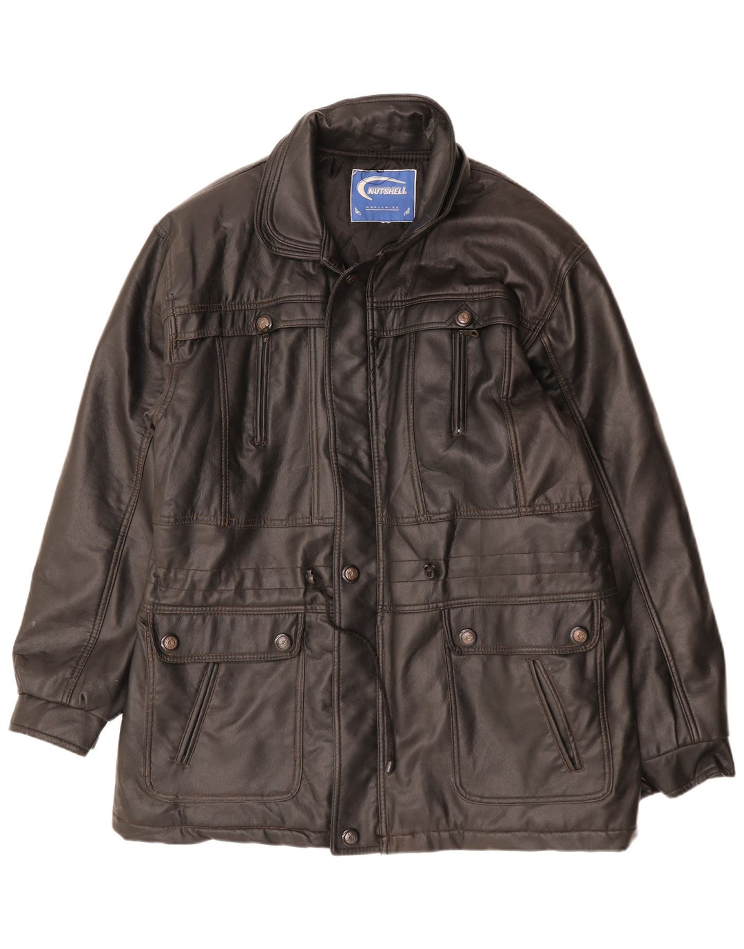 NUTSHELL Mens Leather Coat UK 40 Large Black