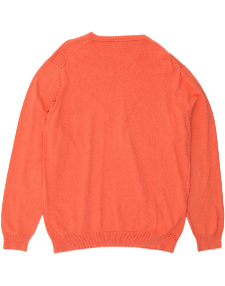 MASSIMO DUTTI Mens V-Neck Jumper Sweater Large Pink Cotton