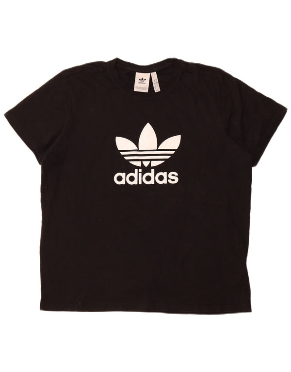 ADIDAS Womens Graphic T-Shirt Top UK 18 XL Black Cotton