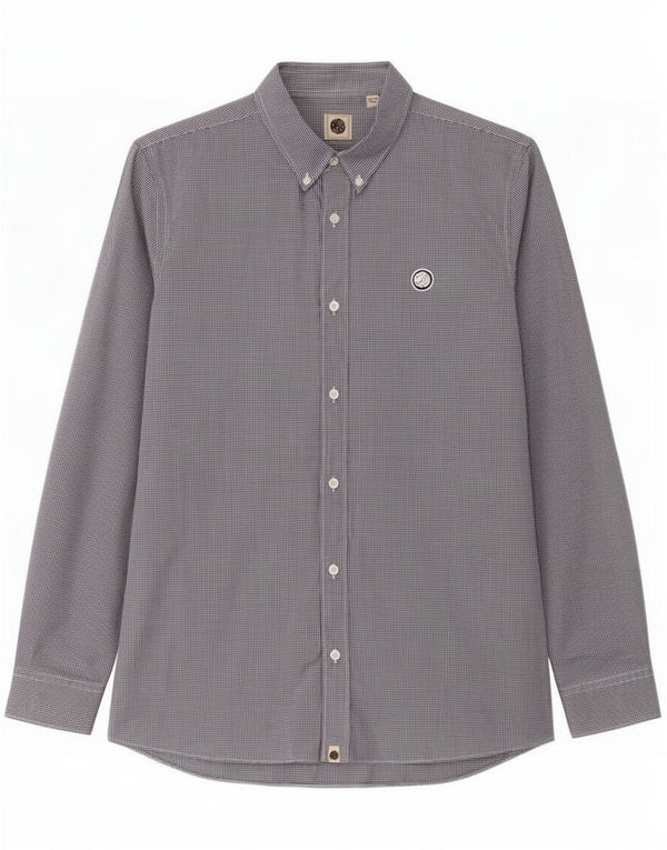Pretty Green Mens Classic Fit Shirt Large Blue Gingham Cotton
