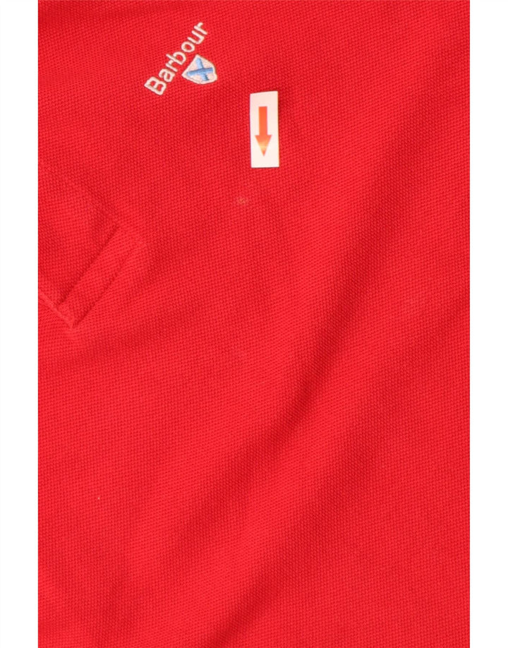Barbour Mens Polo Shirt Large Red Cotton