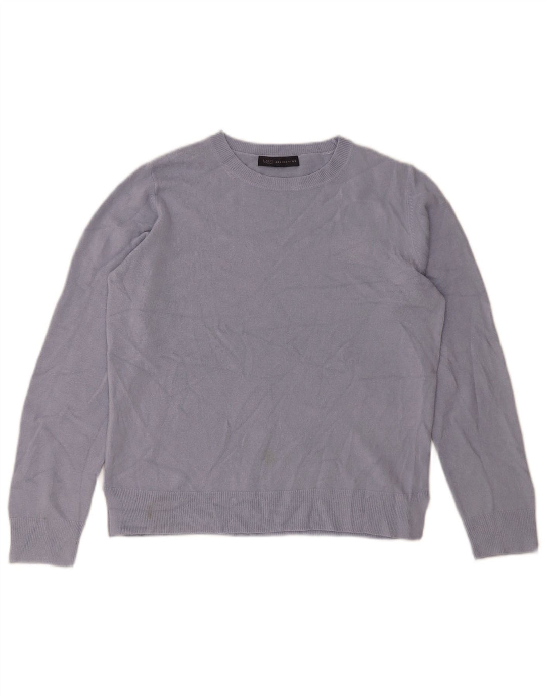 Marks & Spencer Womens Crew Neck Jumper Sweater UK 14 Medium Blue Acrylic