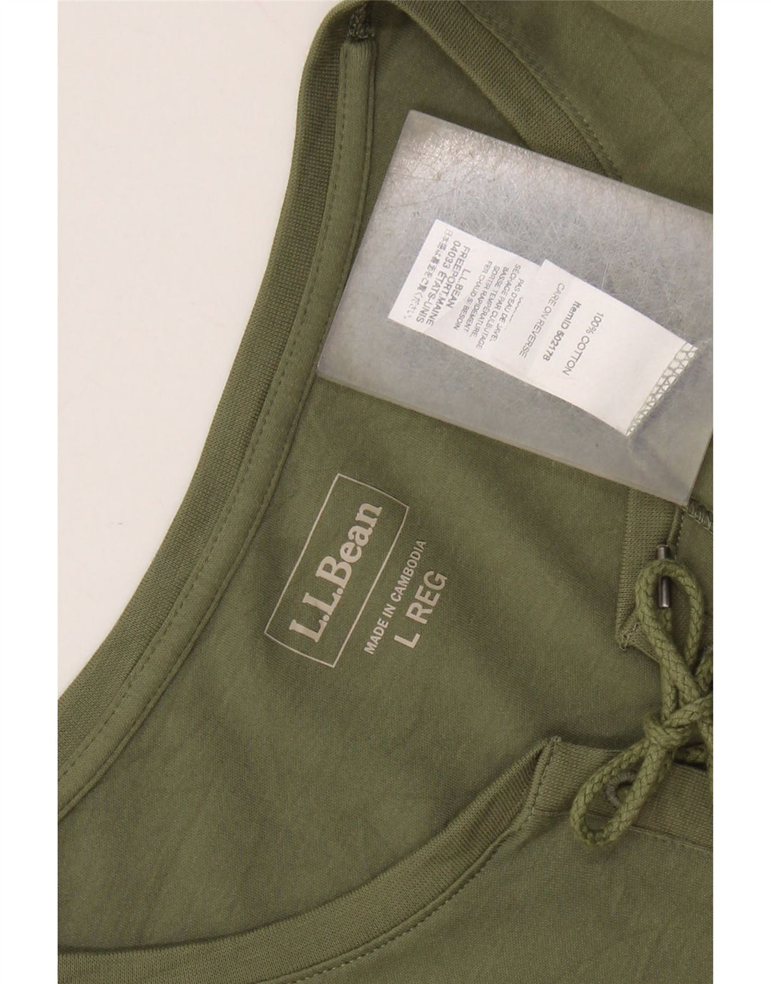 L.L.BEAN Womens Top 3/4 Sleeve UK 16 Large Khaki Cotton