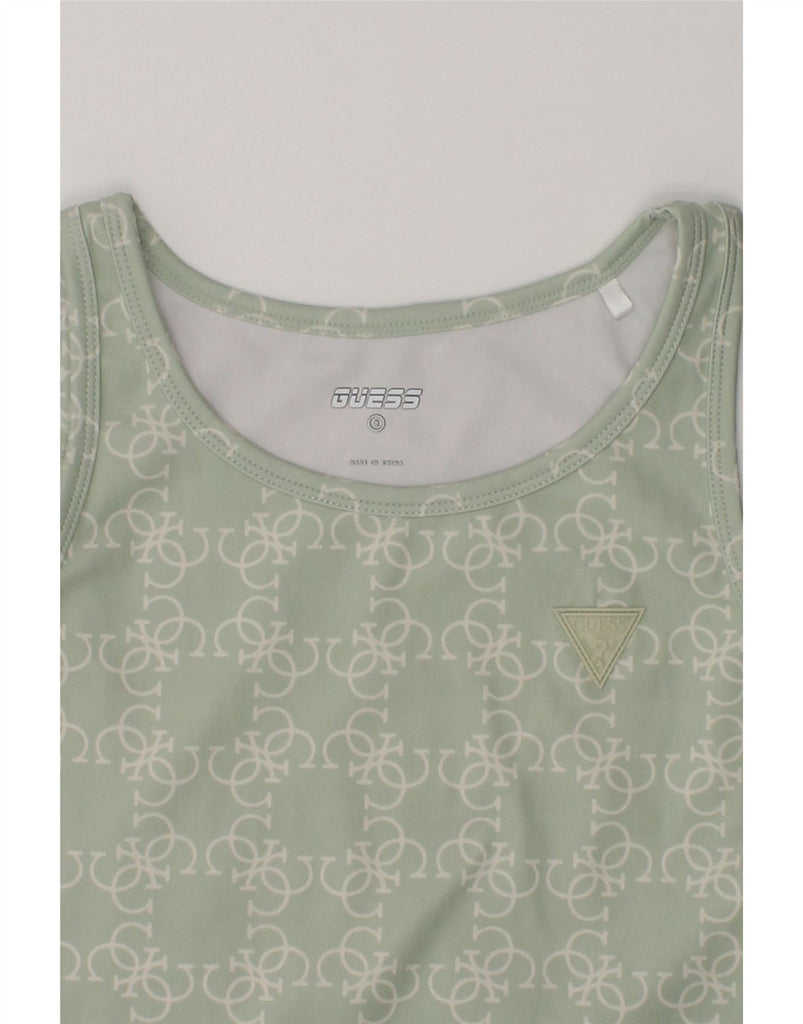 GUESS Girls Graphic Vest Top 7-8 Years Green Geometric Polyester | Vintage Guess | Thrift | Second-Hand Guess | Used Clothing | Messina Hembry 