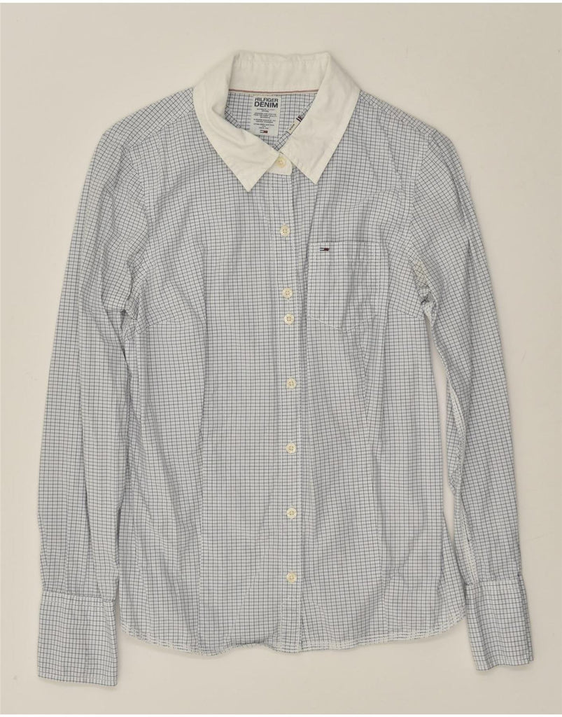 TOMMY HILFIGER Womens Shirt UK 12 Medium Blue Check Cotton | Vintage Tommy Hilfiger | Thrift | Second-Hand Tommy Hilfiger | Used Clothing | Messina Hembry 