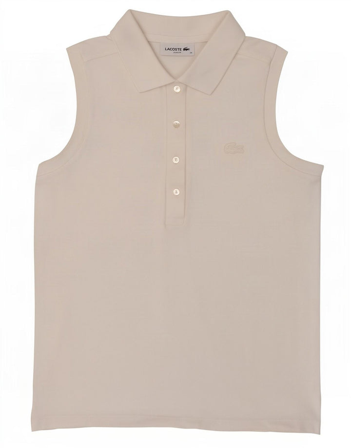 Lacoste Womens Sleeveless Slim Fit Polo Shirt EU 36 Small White