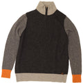 TRUSSARDI Mens Zip Neck Jumper Sweater Medium Grey Colourblock Wool