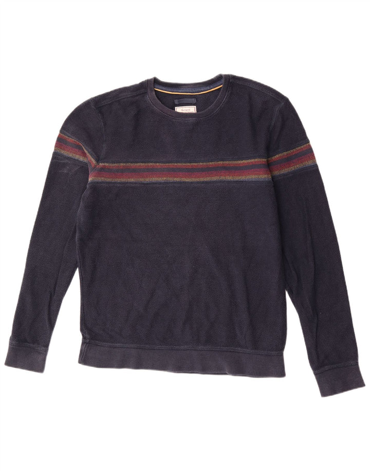 Fat Face Mens Sweatshirt Jumper Medium Navy Blue Striped Cotton