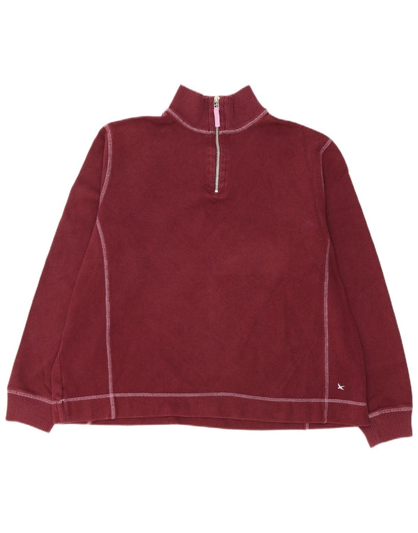 Eddie Bauer Womens Zip Neck Sweatshirt Jumper UK 18 XL Burgundy Cotton