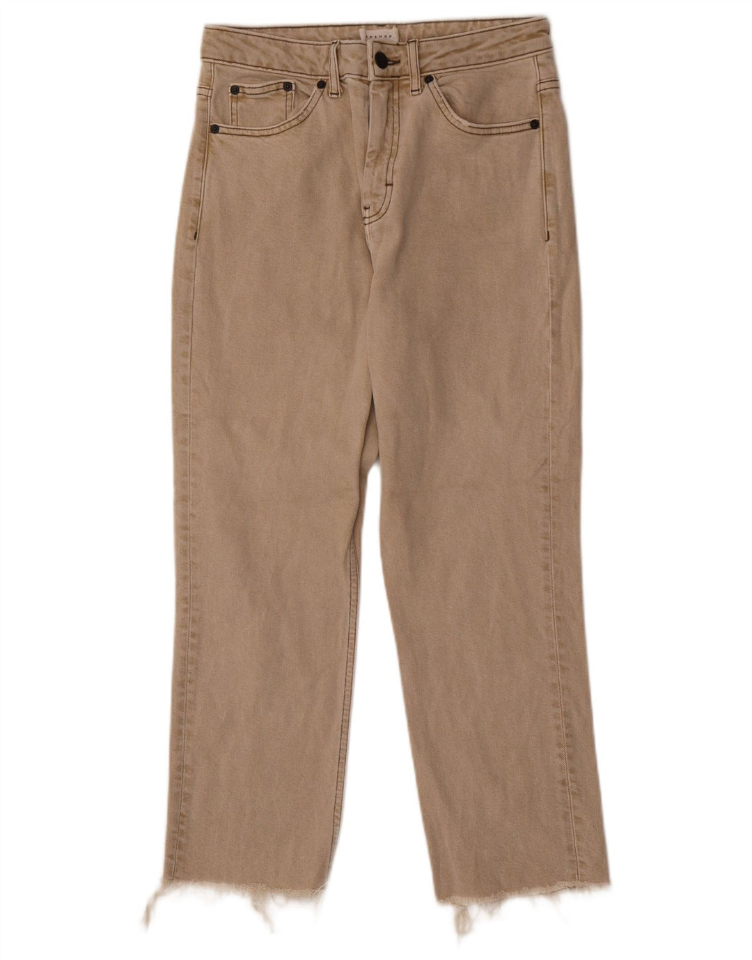Topshop Womens Cropped Jeans W28 L25 Beige Cotton
