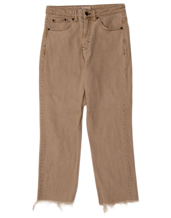 Topshop Womens Cropped Jeans W28 L25 Beige Cotton