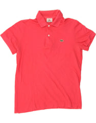 LACOSTE Mens Polo Shirt Size 3 Small Pink Cotton