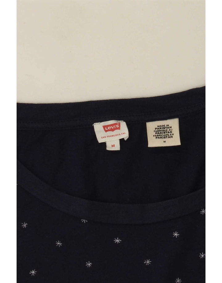 Levi's Womens T-Shirt Top UK 14 Medium Navy Blue Spotted