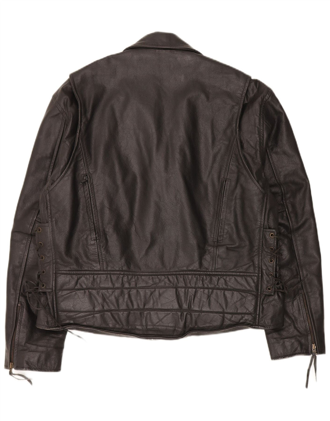 Vintage Mens Leather Biker Jacket UK 44 2XL Black