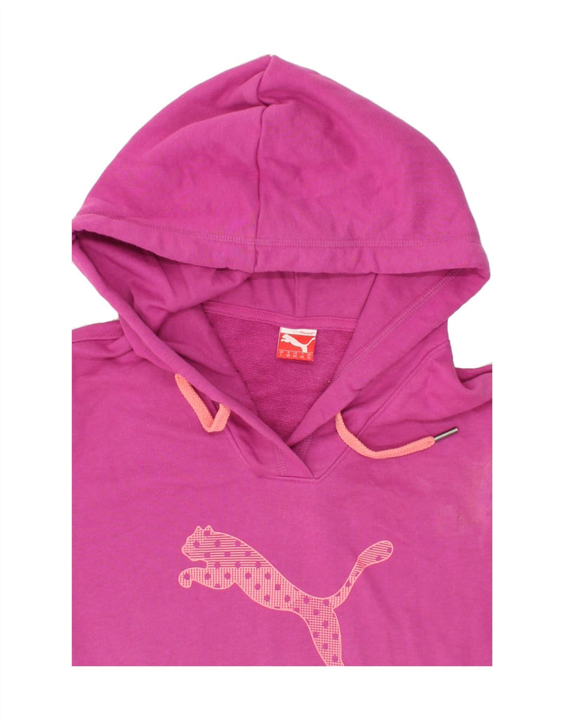 PUMA Womens Graphic Hoodie Jumper UK 14 Large  Pink Cotton Vintage Puma and Second-Hand Puma from Messina Hembry 