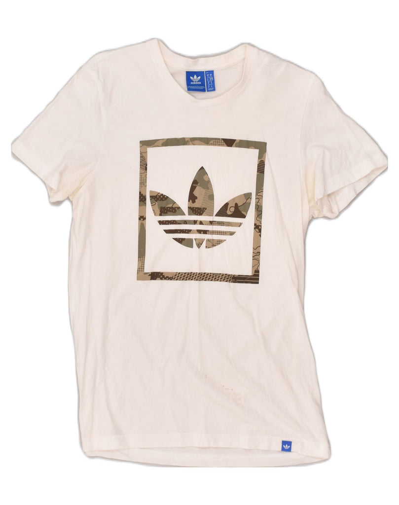 ADIDAS Womens Graphic T-Shirt Top UK 12 Medium White | Vintage Adidas | Thrift | Second-Hand Adidas | Used Clothing | Messina Hembry 