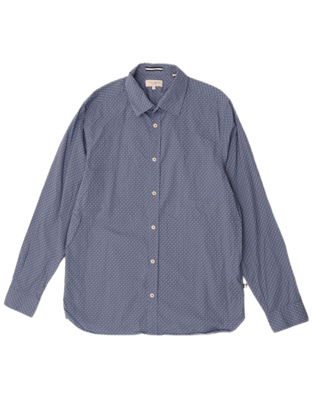 Ted Baker Mens Shirt Size 4 Large Blue Geometric Cotton