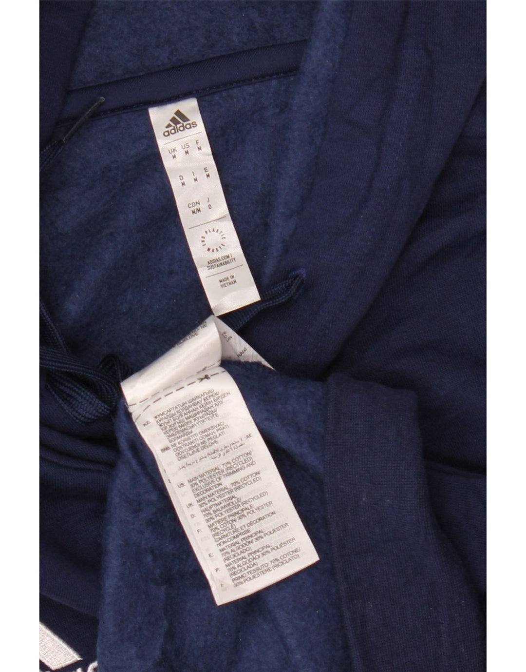 Adidas Mens Hoodie Jumper Medium Navy Blue Cotton
